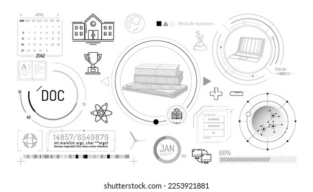 Set of infographic elements about education and learning.
