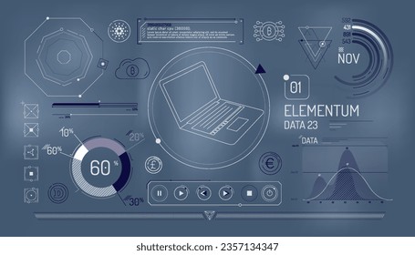 Set of infographic elements about financial technology and cryptocurrencies.