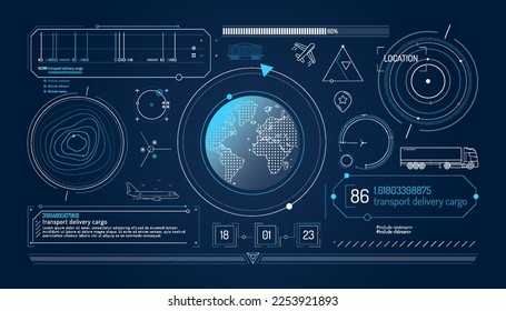 Set of infographic elements about geolocation and transportation tracking.