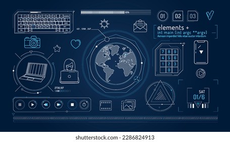 Set of infographic elements about internet communication and global network.
