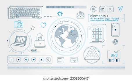 Set of infographic elements about internet communication and global network.