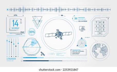 Conjunto de elementos infográficos sobre la entrada de datos satelitales.