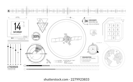 Set of infographic elements about satellite data entry.