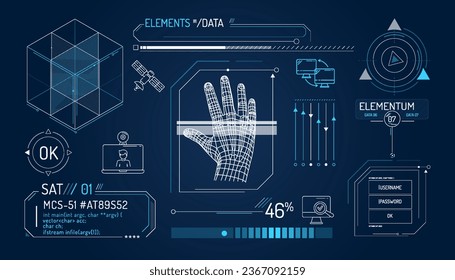 Set of infographic elements about satellite internet and network security.