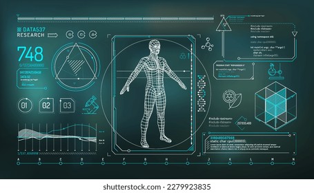 Set of infographic elements about the study of the human genome.