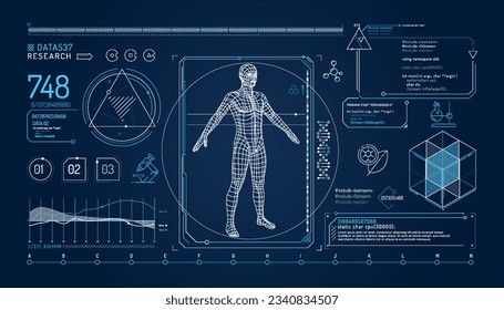 Set of infographic elements about the study of the human genome.