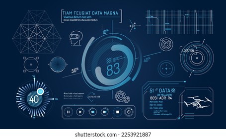 Set of infographic elements about virtual reality drone control.