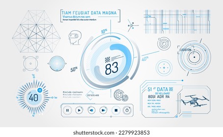 Set of infographic elements about virtual reality drone control.