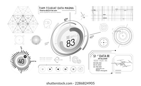 Set of infographic elements about virtual reality drone control.