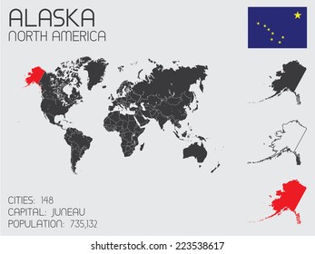A Set of Infographic Elements for the Country of Alaska