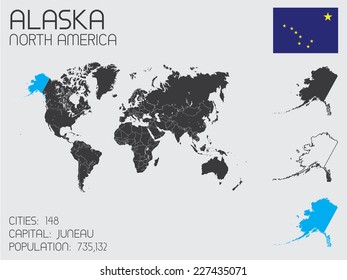 A Set of Infographic Elements for the Country of Alaska