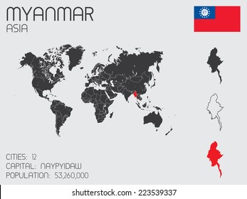 A Set of Infographic Elements for the Country of Myanmar