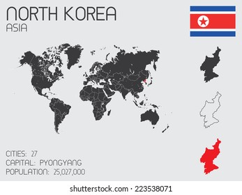 A Set of Infographic Elements for the Country of North Korea