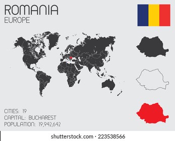 A Set of Infographic Elements for the Country of Romania