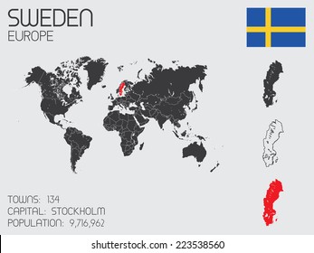 A Set of Infographic Elements for the Country of Sweden