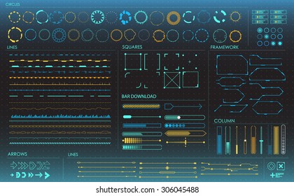  set of infographic elements. Head-up display elements for the web and app. Futuristic user interface. Virtual graphic.