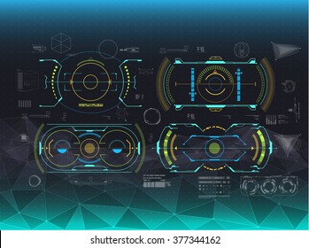  set of infographic elements. Head-up display navigation elements for the web and app. Futuristic user interface. Virtual graphic.