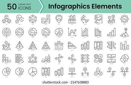 Set of infographic elements icons. Line art style icons bundle. vector illustration