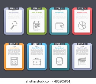 Set of infographic elements with numbers, line icons and place for your text, can be used as workflow, process, steps or options, vector eps10 illustration