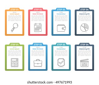 Set of infographic elements with numbers, line icons and place for your text, can be used as workflow, process, steps or options, vector eps10 illustration