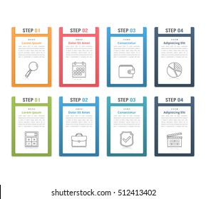 Set of infographic elements with numbers, line icons and place for your text, can be used as workflow, process, steps or options, vector eps10 illustration