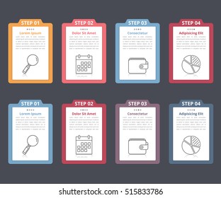 Set of infographic elements with numbers, line icons and place for your text, can be used as workflow, process, steps or options, vector eps10 illustration