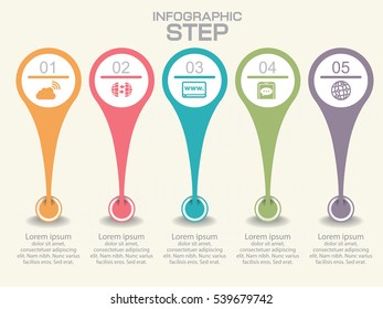 Set of infographic elements with numbers, line icons and place for your text, can be used as workflow, process, steps or options, vector eps10 illustration