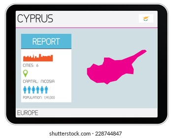 A Set of Infographic Elements on a Tablet for the Country of Cyprus