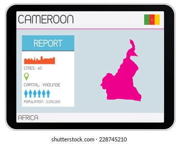 A Set of Infographic Elements on a Tablet for the Country of Cameroon