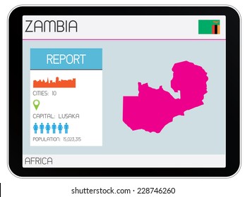 A Set of Infographic Elements on a Tablet for the Country of Zambia