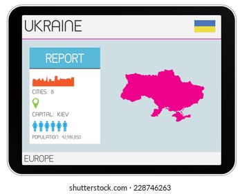 A Set of Infographic Elements on a Tablet for the Country of Ukraine