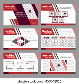 Set of infographic elements. Presentation template. Book cover design. Abstract composition. A4 brochure. Title sheet. Modern. Red, dark red, gray. Creative. Vector illustration.