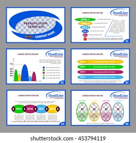 Set of infographic elements. Presentation template. Book cover design. Abstract composition. A4 brochure. Title sheet. Modern. Blue, yellow, green. Creative. Vector illustration.