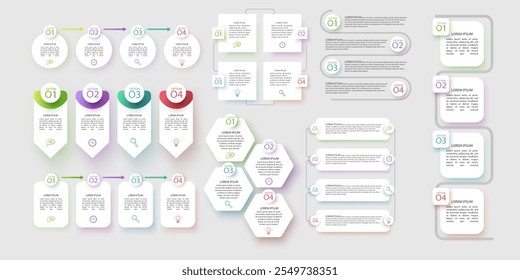 Set of infographic elements visualization vector design template Can be used for steps, options, business process, workflow or diagram Vector illustration