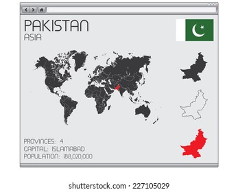 A Set of Infographic Elements in a Web Browser for the Country of Pakistan