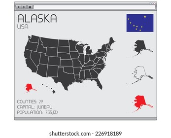 A Set of Infographic Elements within a Web Browser for the State of Alaska