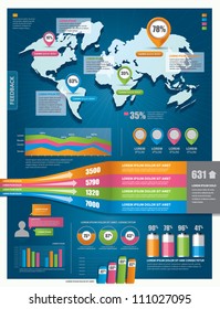 Set of Infographic Elements. World Map and Information Graphics