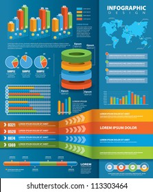 Set of Infographic Elements. World Map and Information Graphics