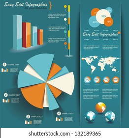 Set of Infographic Elements. World Map and Information Graphics