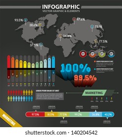 Set of Infographic Elements. World Map and Information Graphics