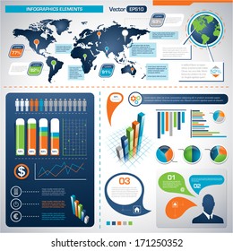 Set of Infographic Elements. World Map Graphics eps 10