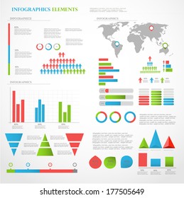 Set of Infographic Elements. World Map and Information Graphics