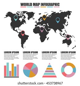 Set of Infographic Elements. World Map and Information Graphics