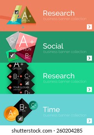 Set of infographic flat design banners with geometric diagrams and options