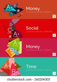 Set of infographic flat design banners with geometric diagrams and options