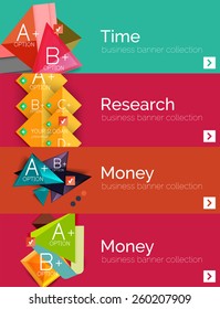 Banner mit Infografik-Flachbild-Design mit geometrischen Diagrammen und Optionen