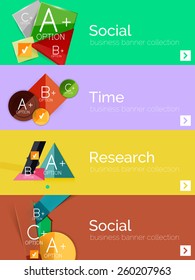 Set of infographic flat design banners with geometric diagrams and options