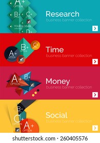 Set of infographic flat design banners with geometric diagrams and options