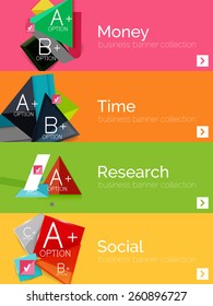 Set of infographic flat design banners with geometric diagrams and options
