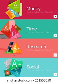 Set of infographic flat design banners with geometric diagrams and options